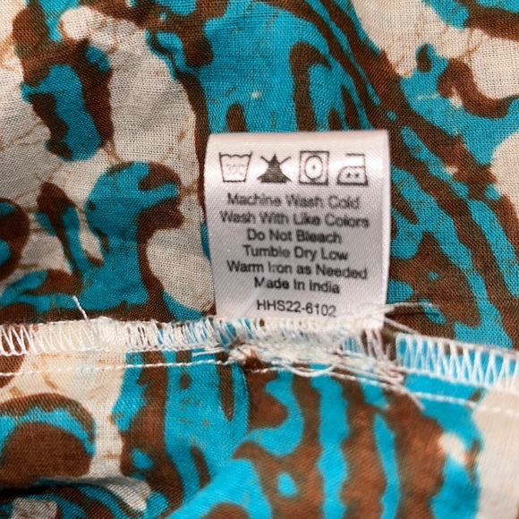 House of Harlow NWT Open Back Turquoise & Brown Batik Maxi Dress size Large - Picture 10 of 10